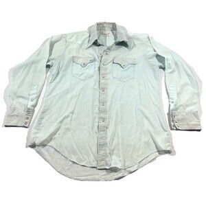 VTG Rockmount Ranch Wear Mens Mint Shirt Long Sleeve Pearl Snap Western Rodeo L